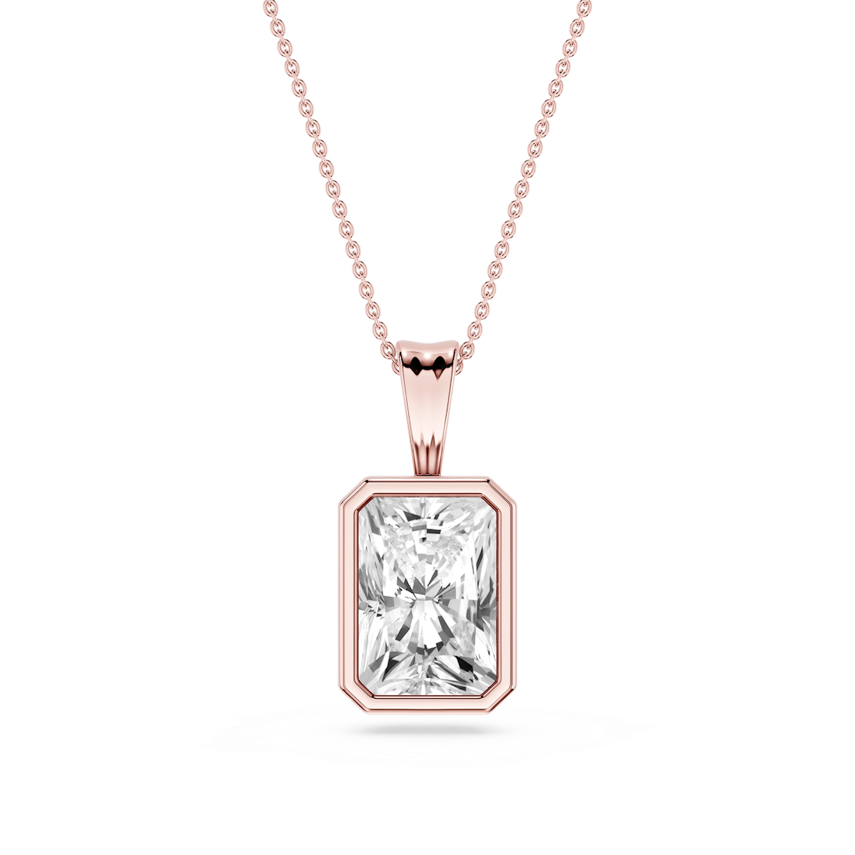 Radiant Lab Grown Diamond Bezel Set Bail Solitaire Pendant - 16 to 18 Inches