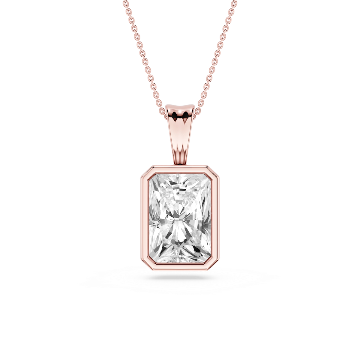 Radiant Lab Grown Diamond Bezel Set Bail Solitaire Pendant - 16 to 18 Inches