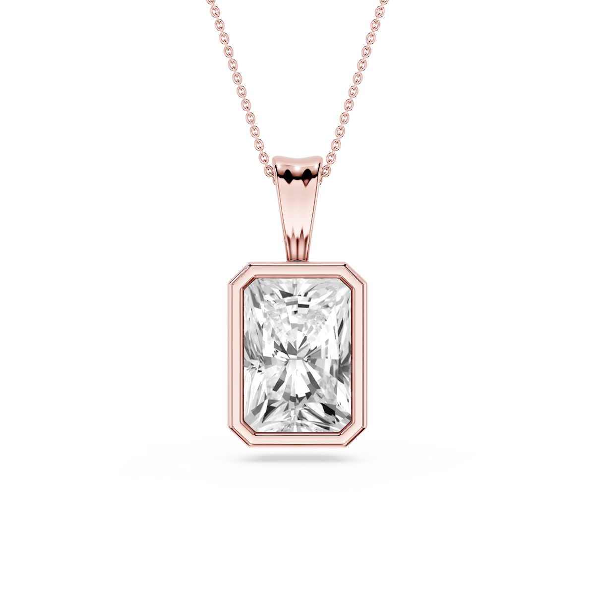 Radiant Lab Grown Diamond Bezel Set Bail Solitaire Pendant - 16 to 18 Inches