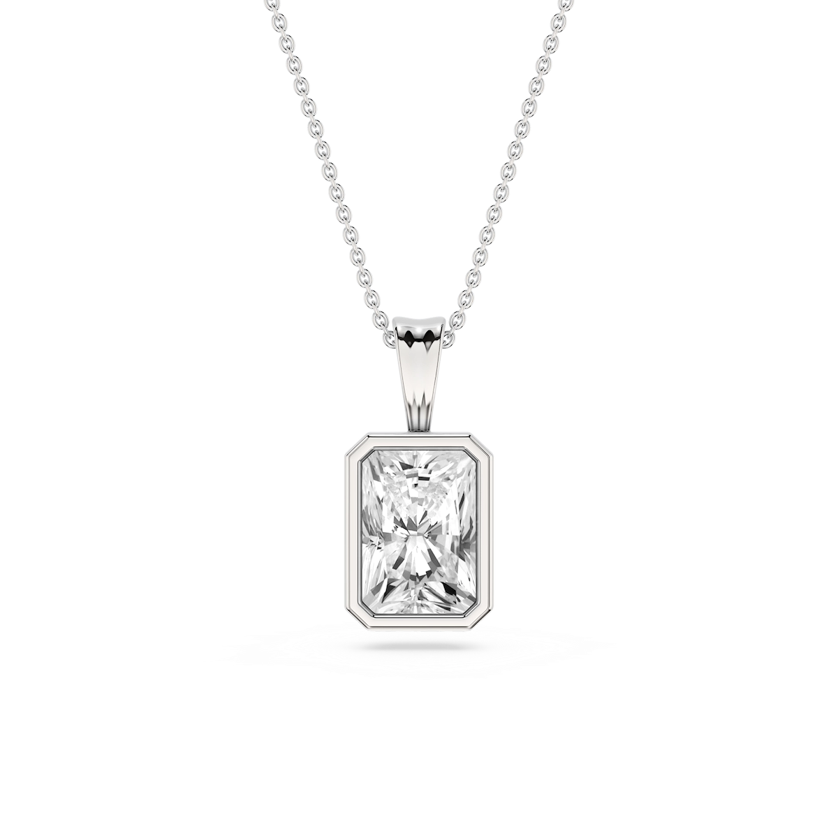 Radiant Lab Grown Diamond Bezel Set Bail Solitaire Pendant - 16 to 18 Inches