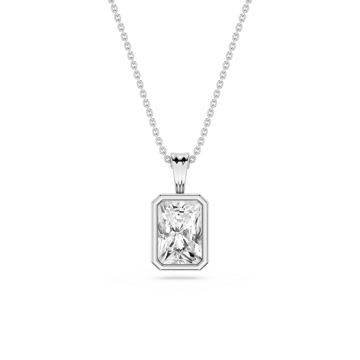 Radiant Lab Grown Diamond Bezel Set Bail Solitaire Pendant - 16 to 18 Inches
