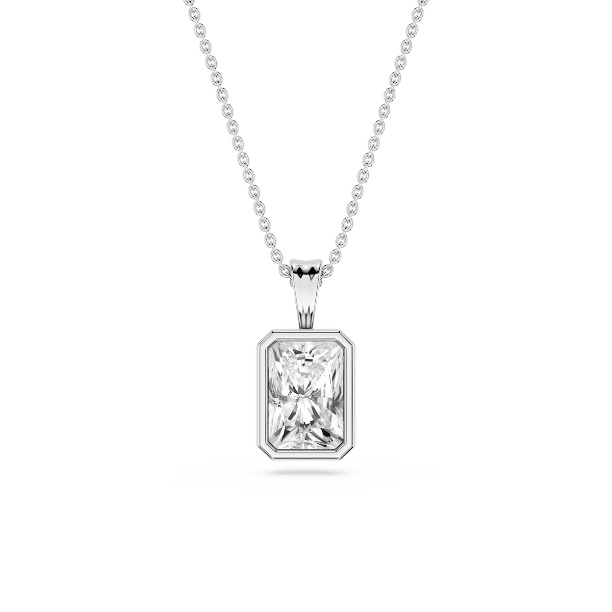 Radiant Lab Grown Diamond Bezel Set Bail Solitaire Pendant - 16 to 18 Inches