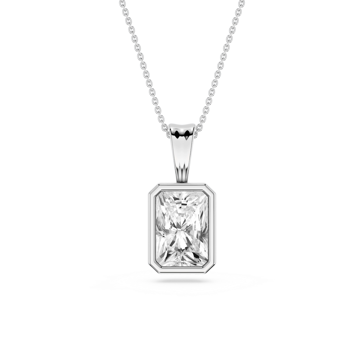 Radiant Lab Grown Diamond Bezel Set Bail Solitaire Pendant - 16 to 18 Inches