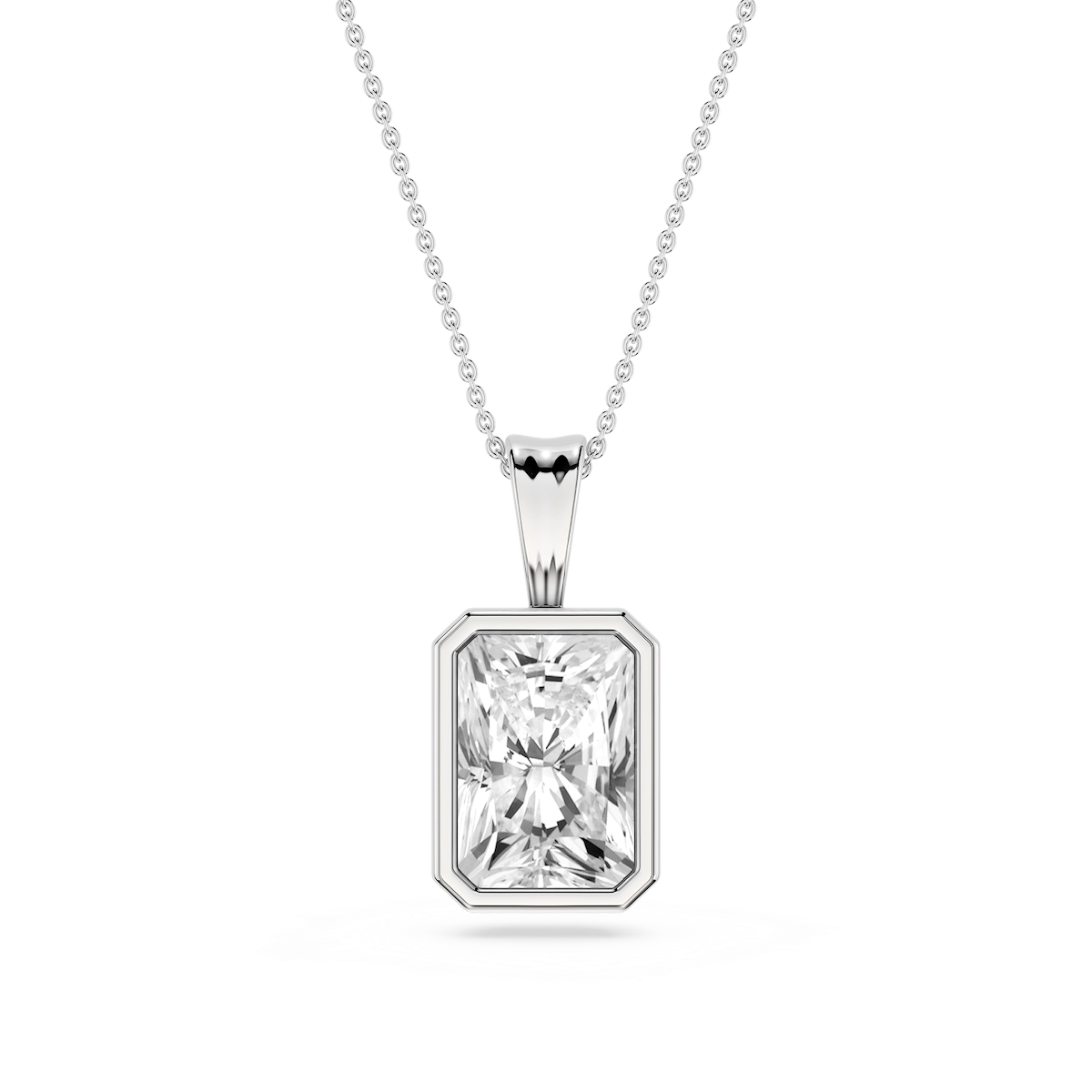 Radiant Lab Grown Diamond Bezel Set Bail Solitaire Pendant - 16 to 18 Inches