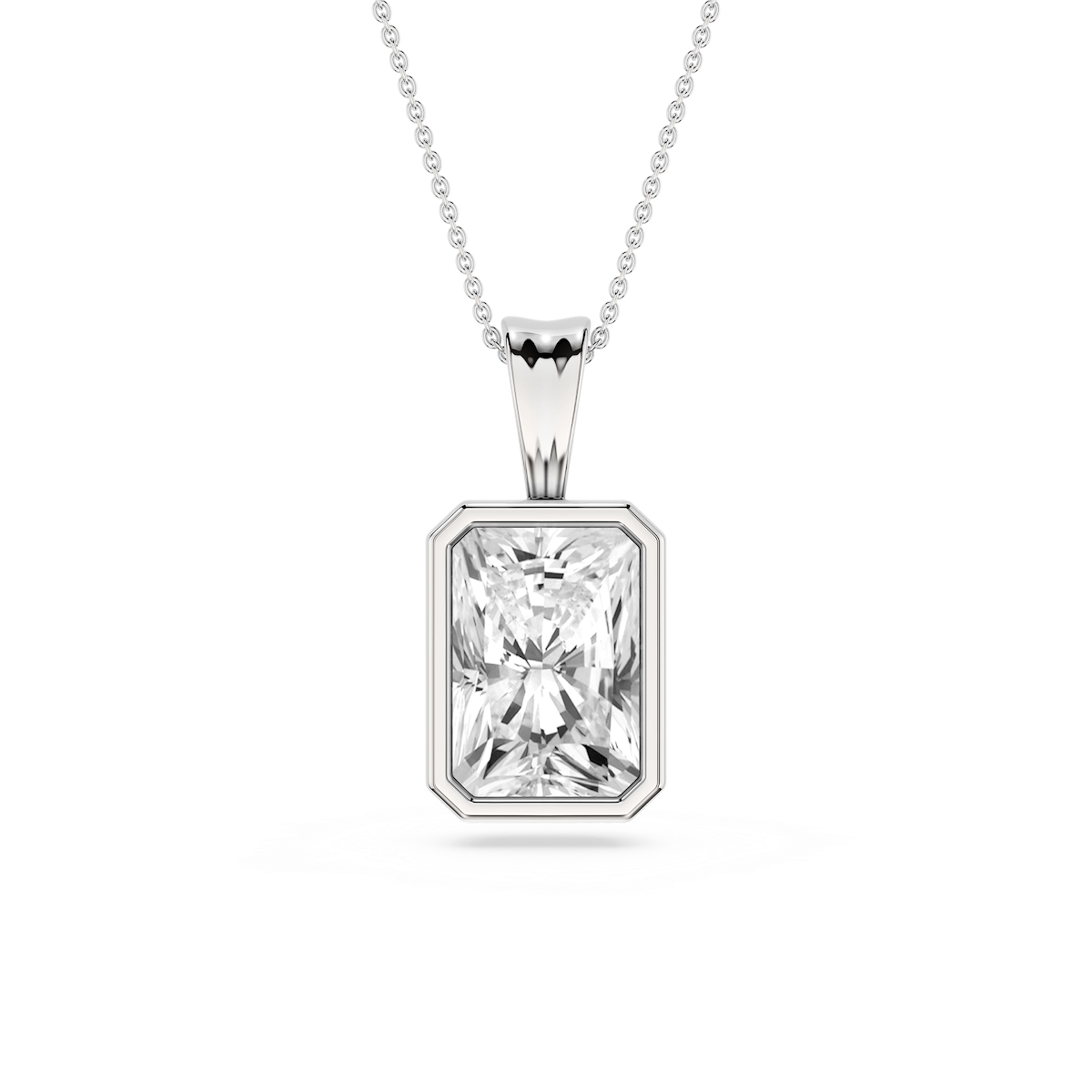 Radiant Lab Grown Diamond Bezel Set Bail Solitaire Pendant - 16 to 18 Inches