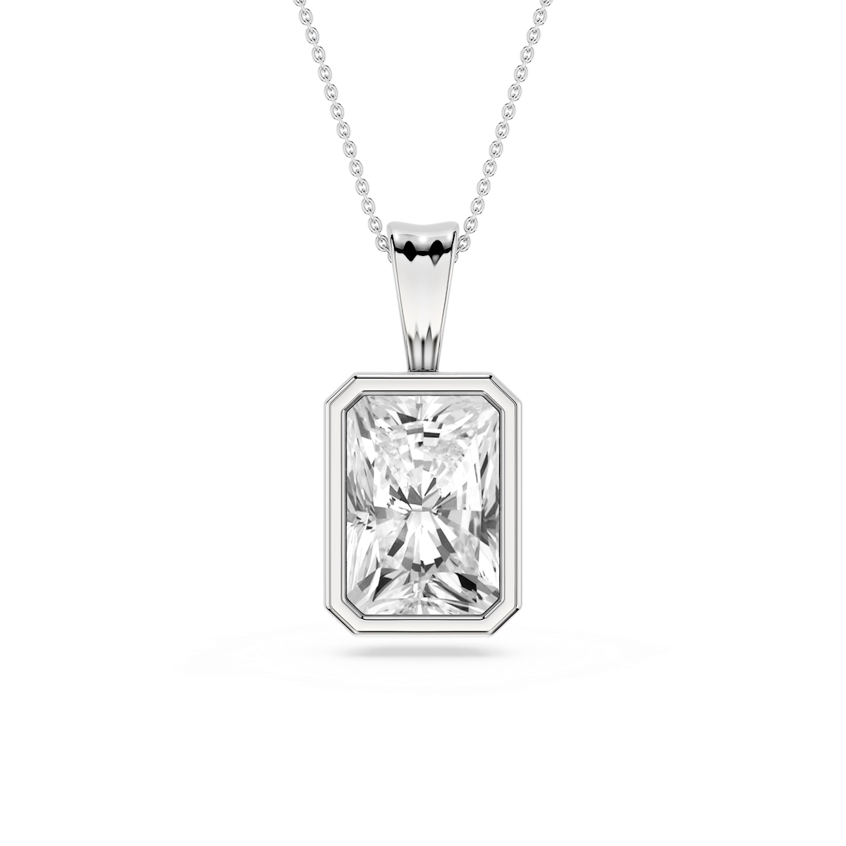 Radiant Lab Grown Diamond Bezel Set Bail Solitaire Pendant - 16 to 18 Inches