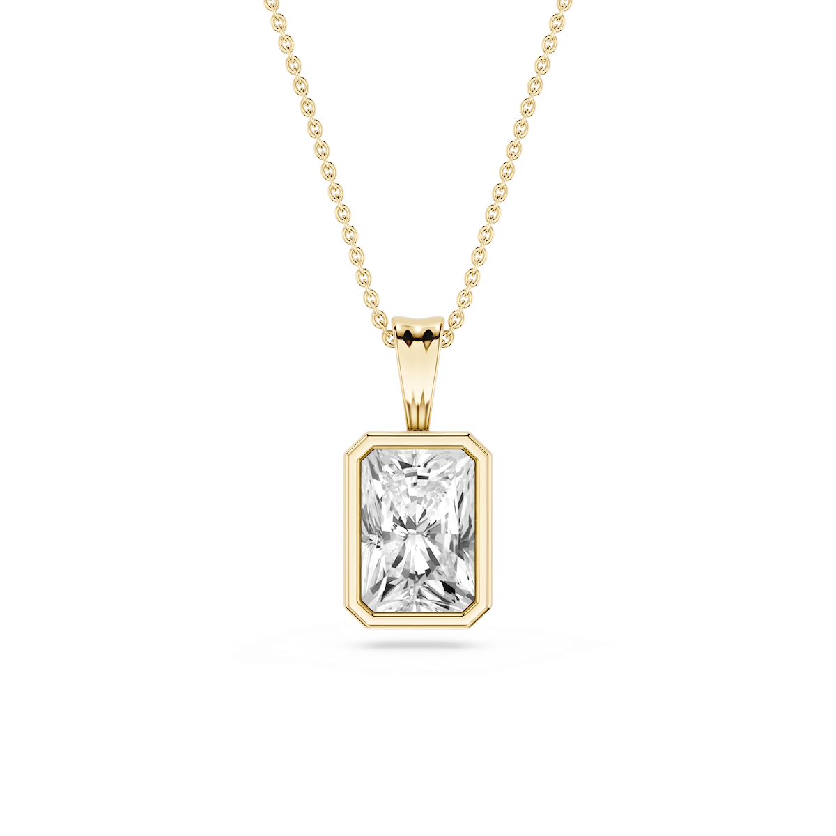 Radiant Lab Grown Diamond Bezel Set Bail Solitaire Pendant - 16 to 18 Inches