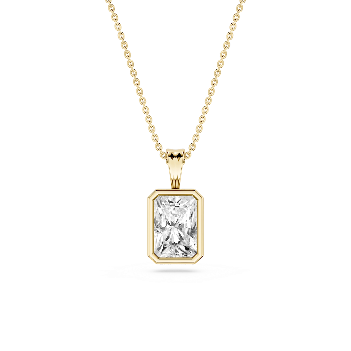 Radiant Lab Grown Diamond Bezel Set Bail Solitaire Pendant - 16 to 18 Inches