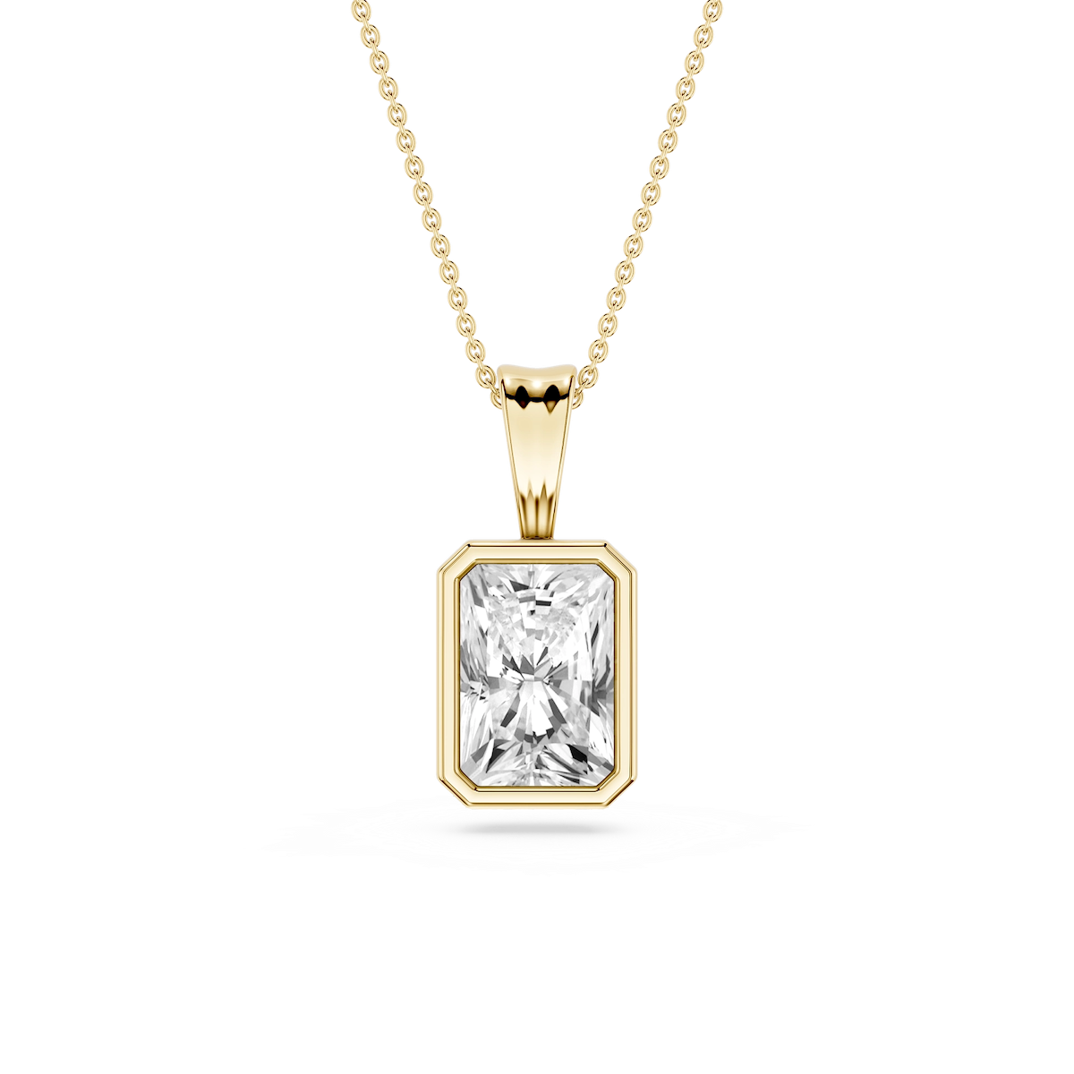 Radiant Lab Grown Diamond Bezel Set Bail Solitaire Pendant - 16 to 18 Inches