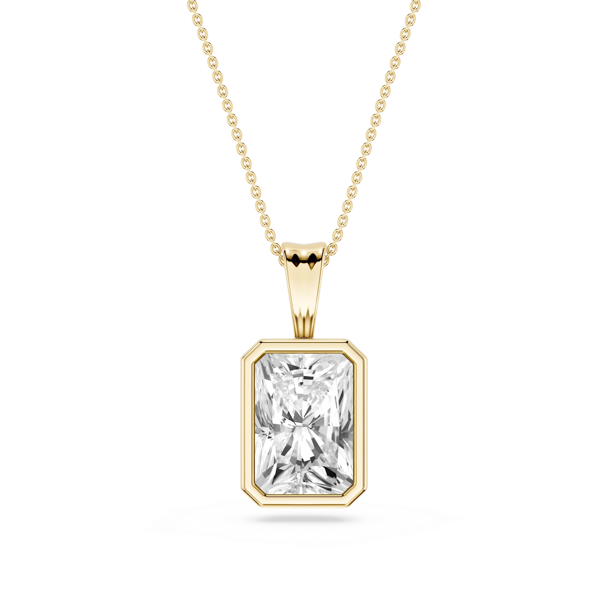 Radiant Lab Grown Diamond Bezel Set Bail Solitaire Pendant - 16 to 18 Inches