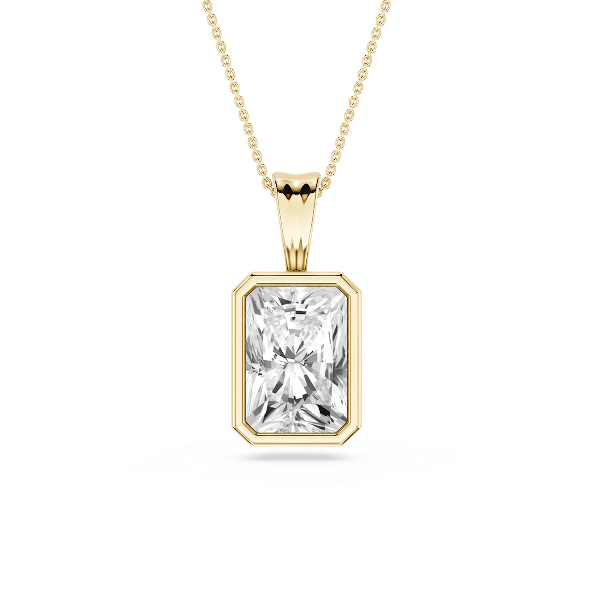 Radiant Lab Grown Diamond Bezel Set Bail Solitaire Pendant - 16 to 18 Inches