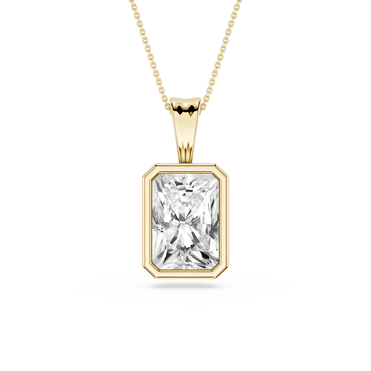 Radiant Lab Grown Diamond Bezel Set Bail Solitaire Pendant - 16 to 18 Inches
