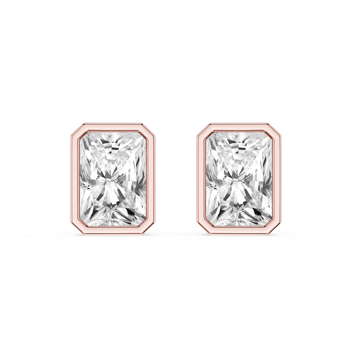 Radiant Lab Grown Diamond Bezel Set Certified Stud Earrings