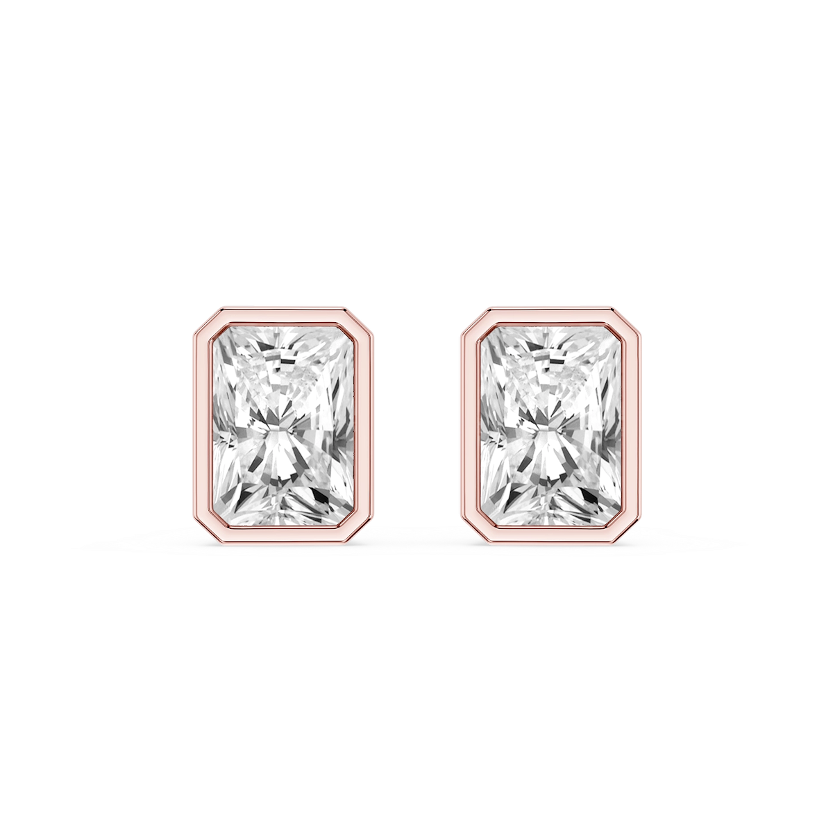 Radiant Lab Grown Diamond Bezel Set Certified Stud Earrings