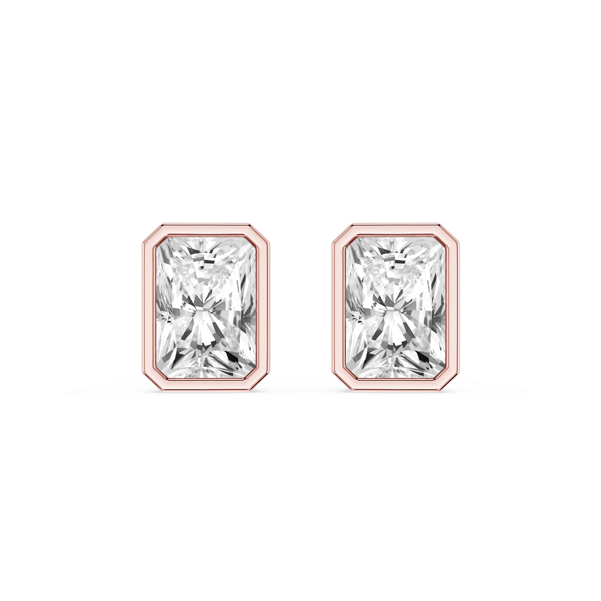 Radiant Lab Grown Diamond Bezel Set Certified Stud Earrings