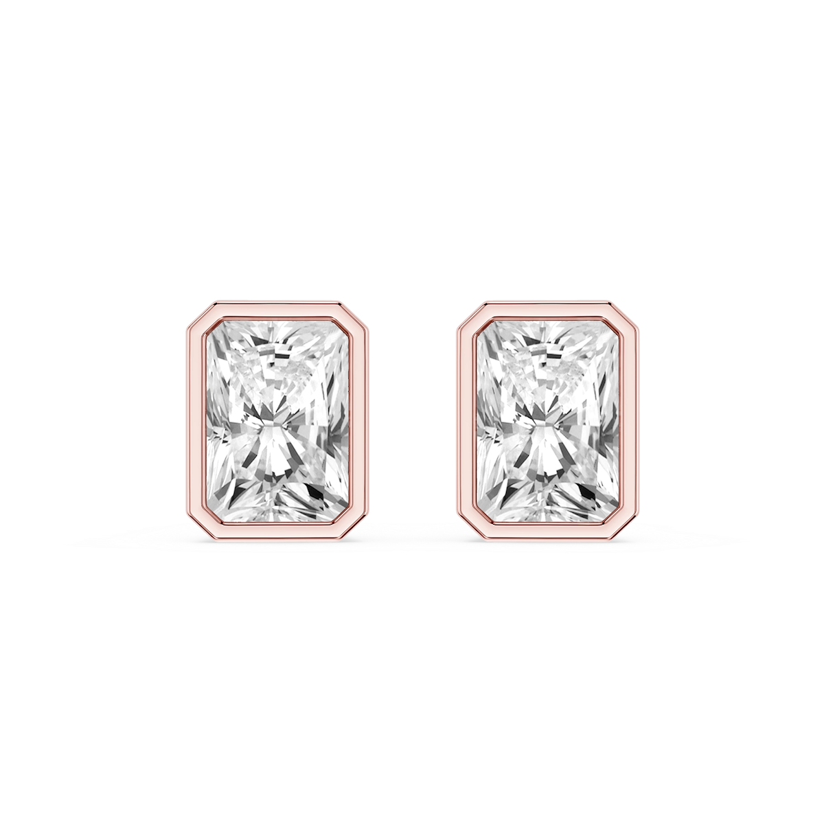Radiant Lab Grown Diamond Bezel Set Certified Stud Earrings