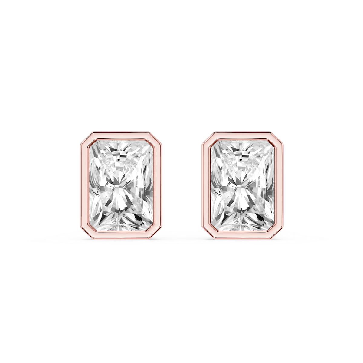 Radiant Lab Grown Diamond Bezel Set Certified Stud Earrings