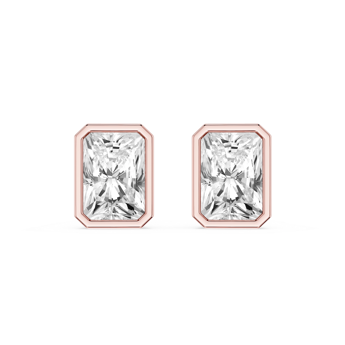 Radiant Lab Grown Diamond Bezel Set Certified Stud Earrings