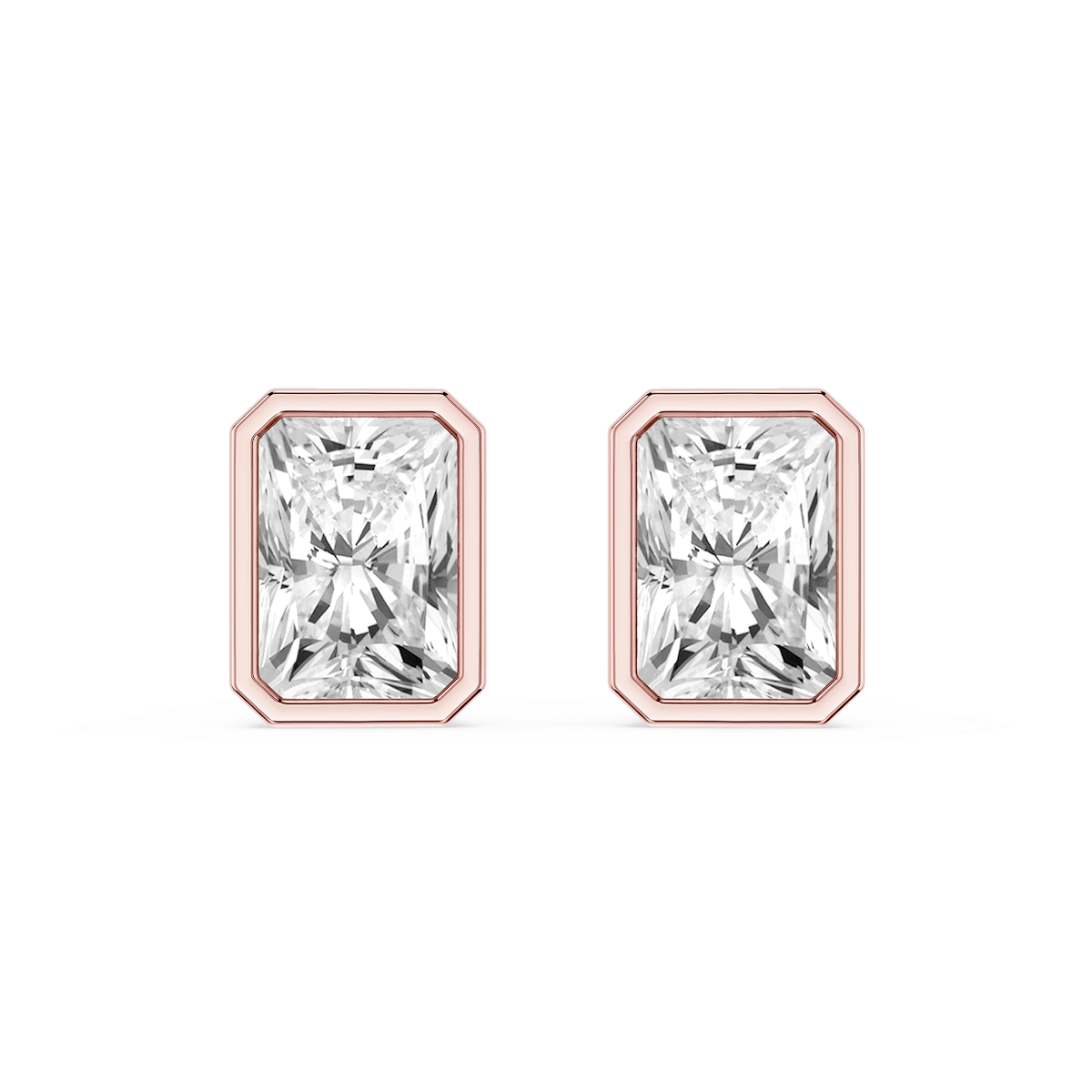 Radiant Lab Grown Diamond Bezel Set Certified Stud Earrings