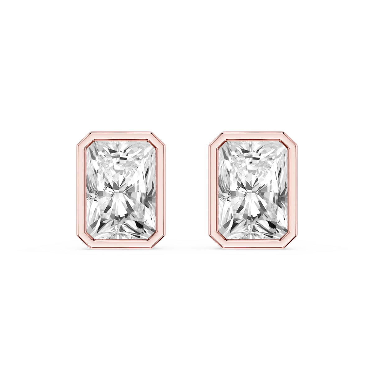 Radiant Lab Grown Diamond Bezel Set Certified Stud Earrings