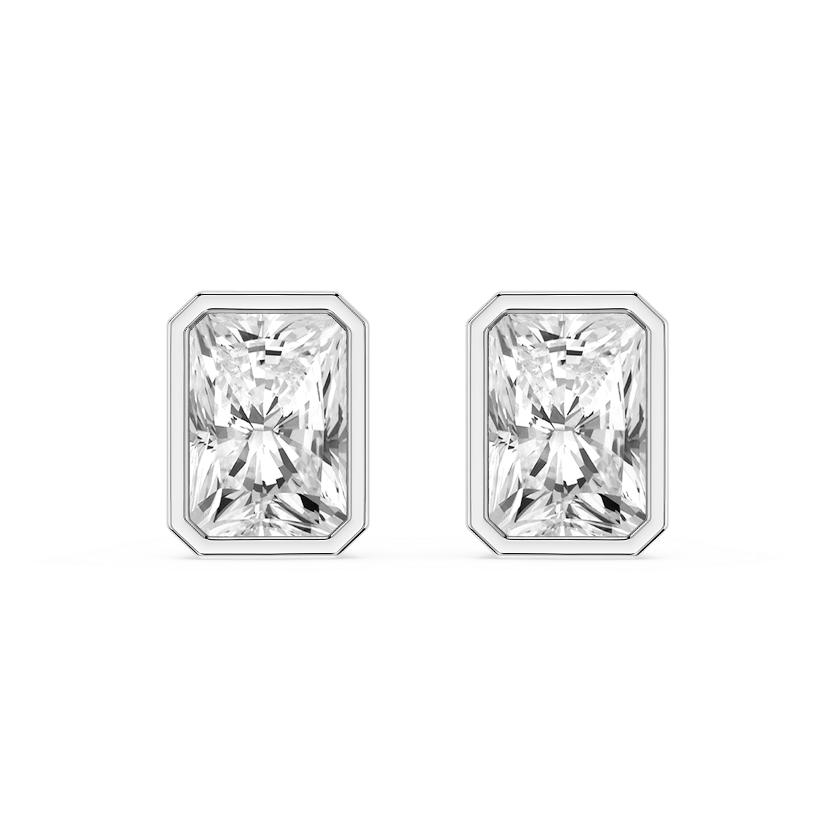 Radiant Lab Grown Diamond Bezel Set Certified Stud Earrings