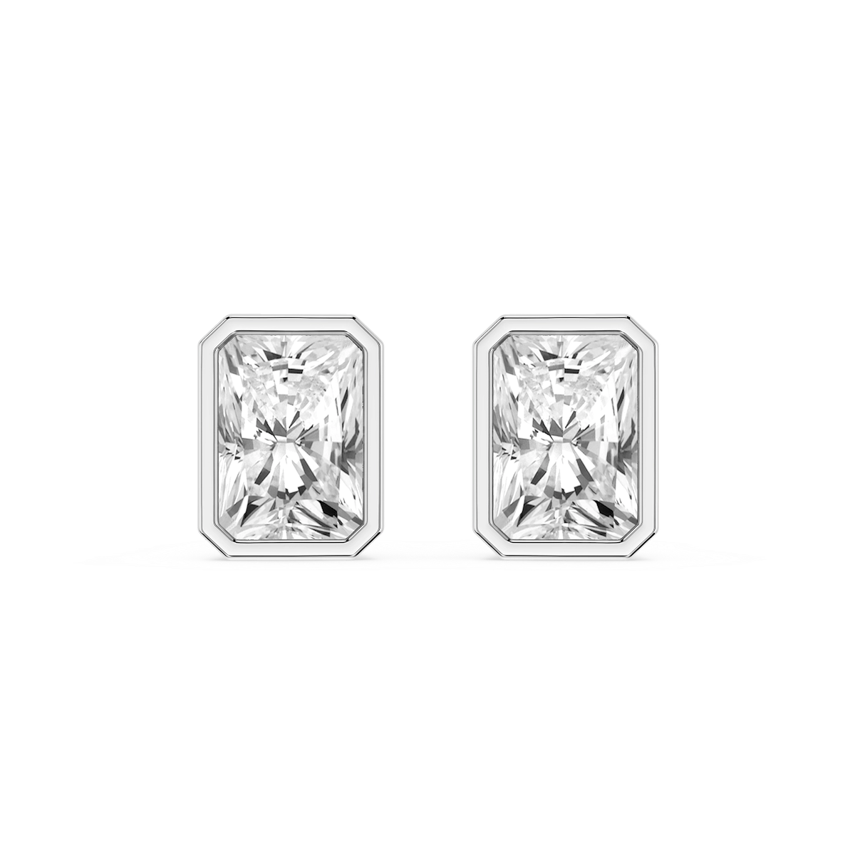 Radiant Lab Grown Diamond Bezel Set Certified Stud Earrings