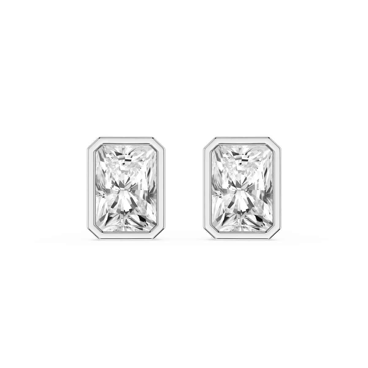 Radiant Lab Grown Diamond Bezel Set Certified Stud Earrings