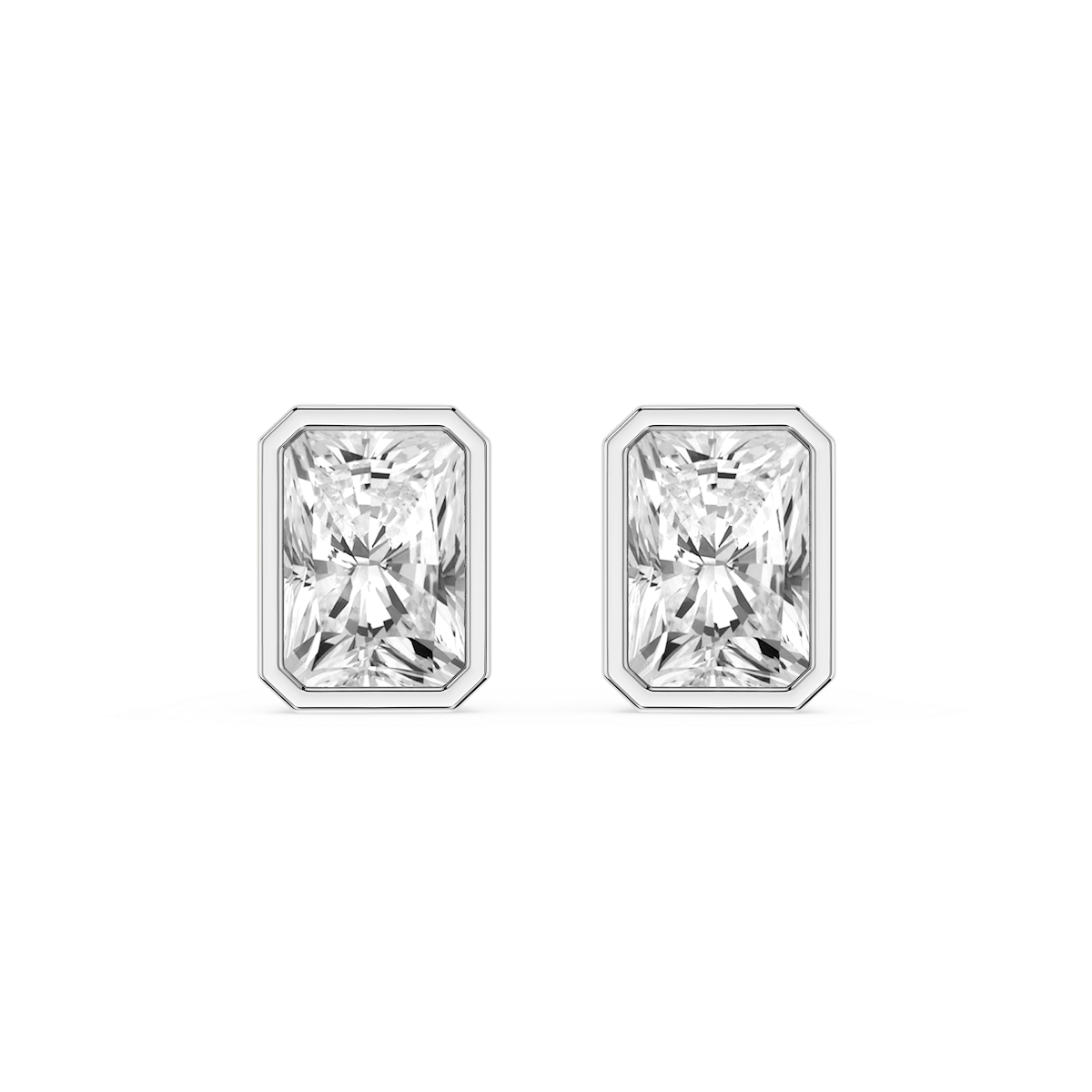 Radiant Lab Grown Diamond Bezel Set Certified Stud Earrings