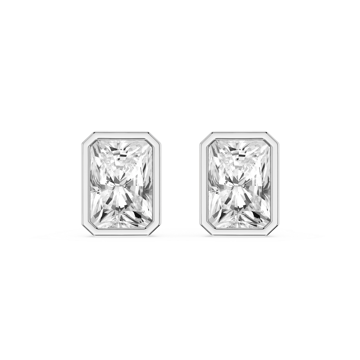 Radiant Lab Grown Diamond Bezel Set Certified Stud Earrings