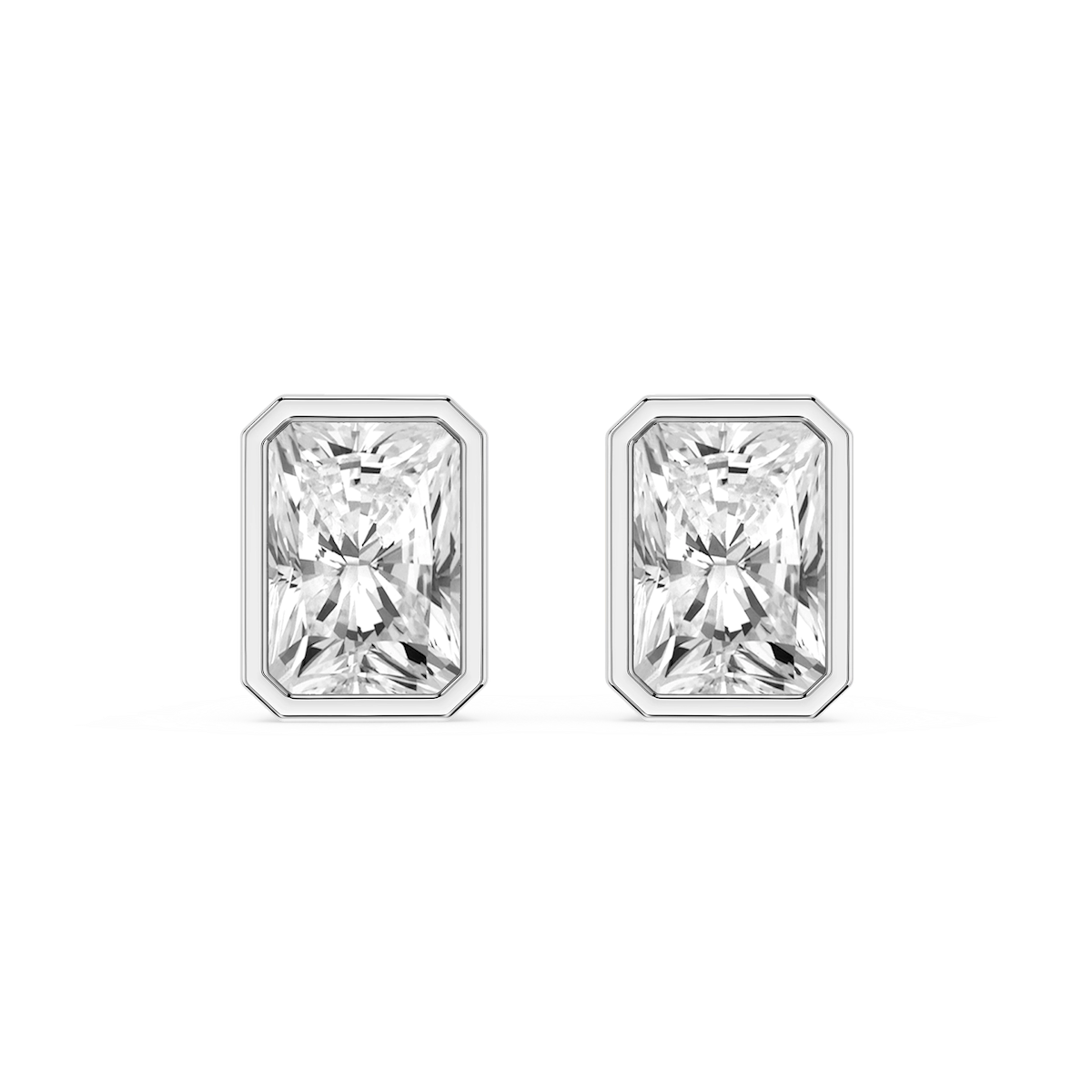 Radiant Lab Grown Diamond Bezel Set Certified Stud Earrings