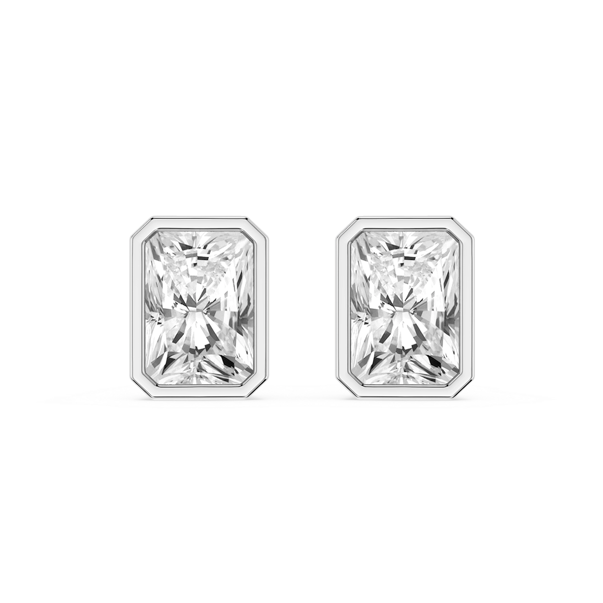 Radiant Lab Grown Diamond Bezel Set Certified Stud Earrings