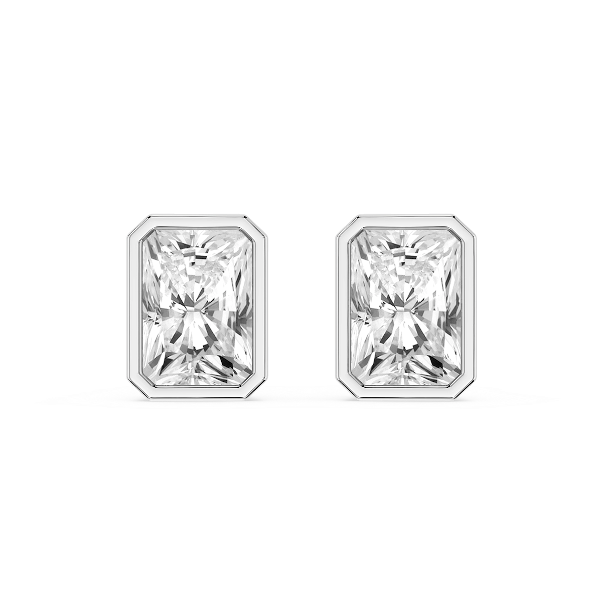 Radiant Lab Grown Diamond Bezel Set Certified Stud Earrings