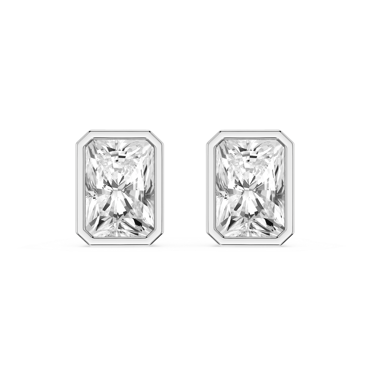Radiant Lab Grown Diamond Bezel Set Certified Stud Earrings