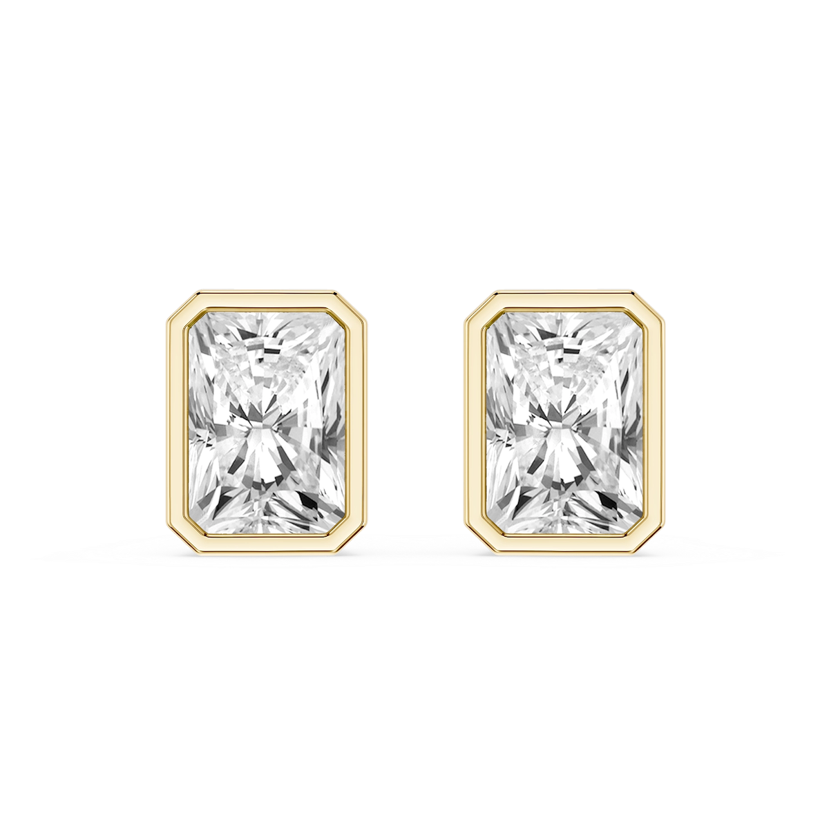 Radiant Lab Grown Diamond Bezel Set Certified Stud Earrings