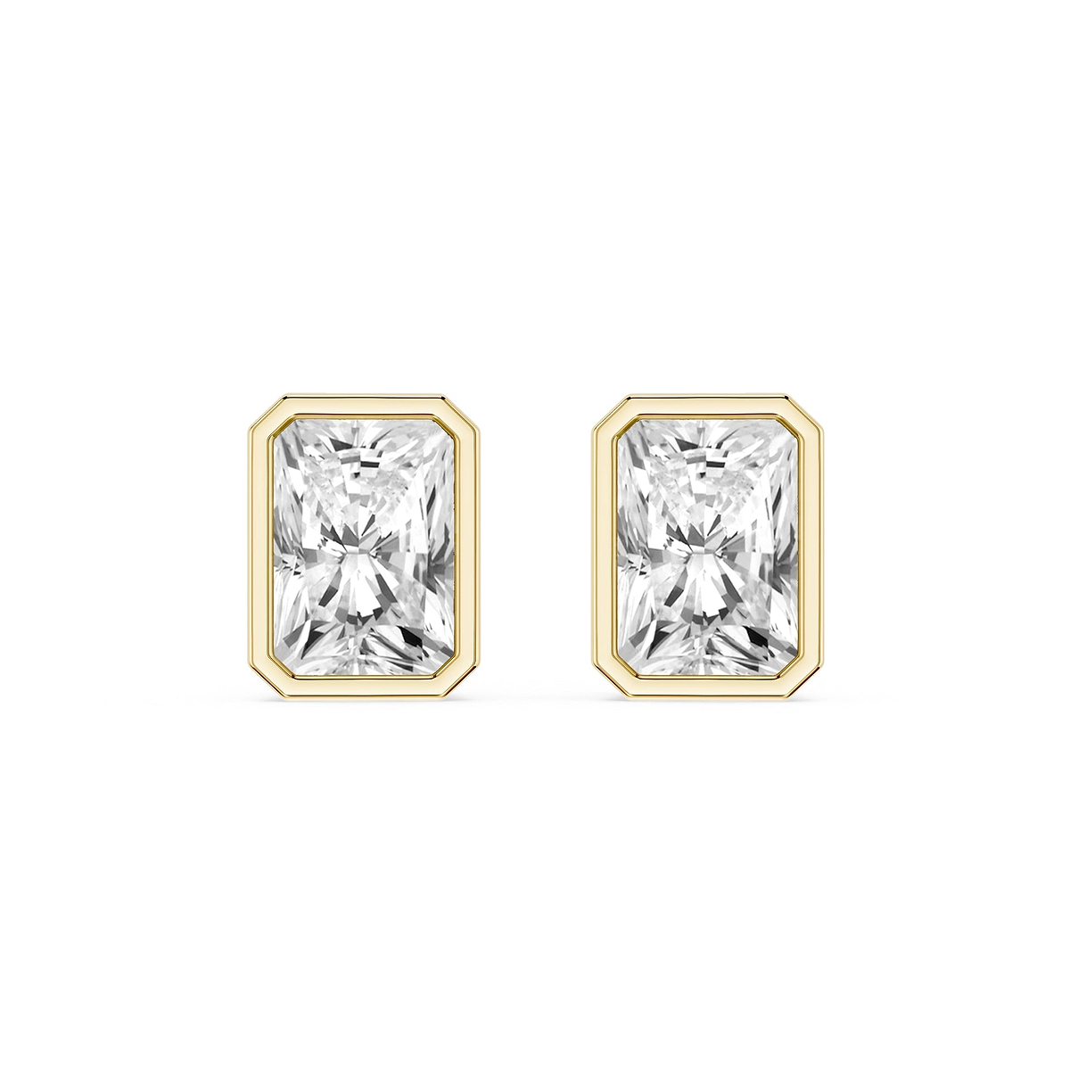 Radiant Lab Grown Diamond Bezel Set Certified Stud Earrings