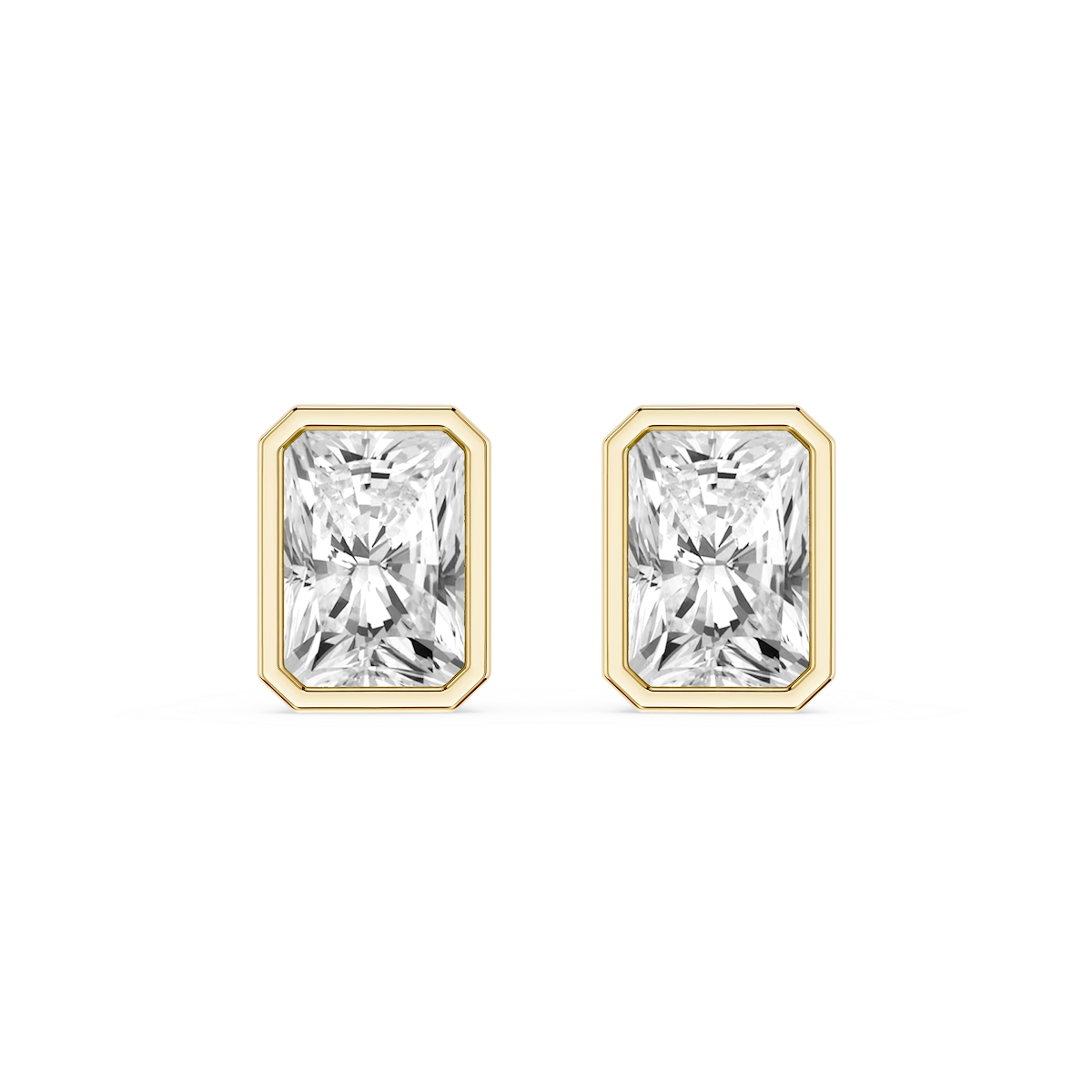 Radiant Lab Grown Diamond Bezel Set Certified Stud Earrings
