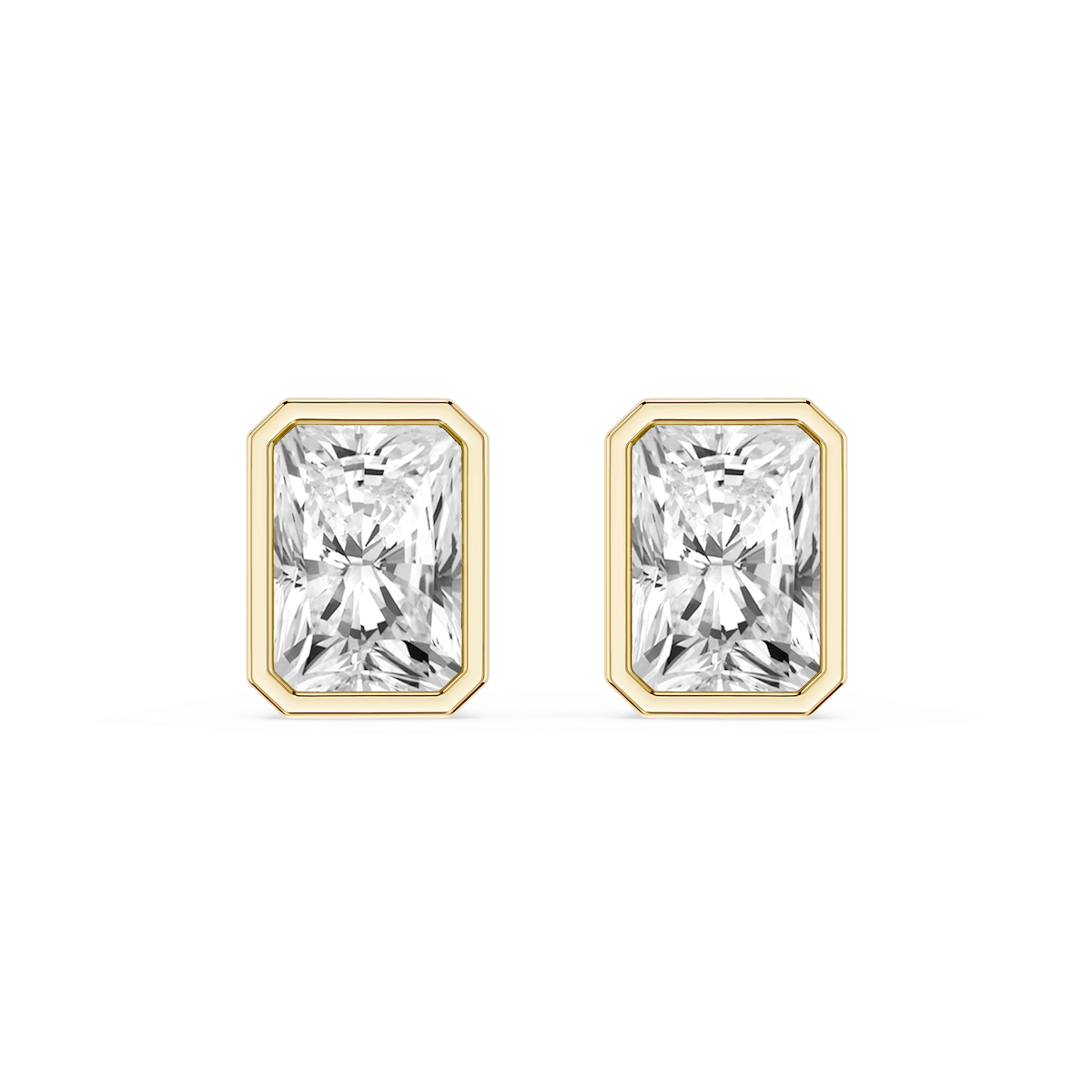 Radiant Lab Grown Diamond Bezel Set Certified Stud Earrings