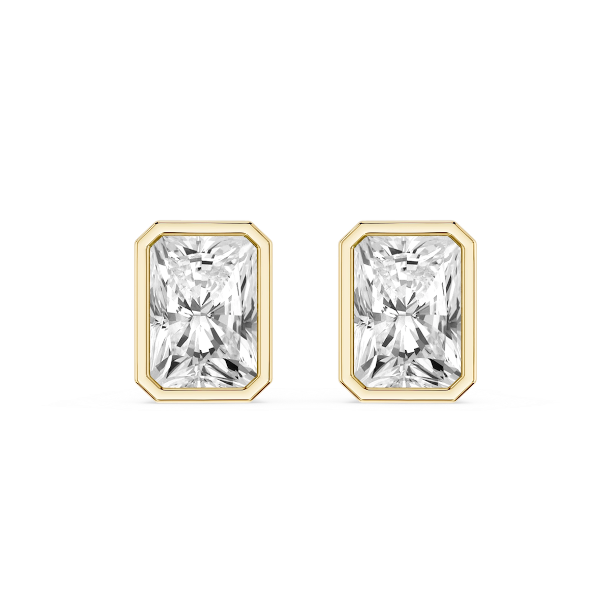 Radiant Lab Grown Diamond Bezel Set Certified Stud Earrings