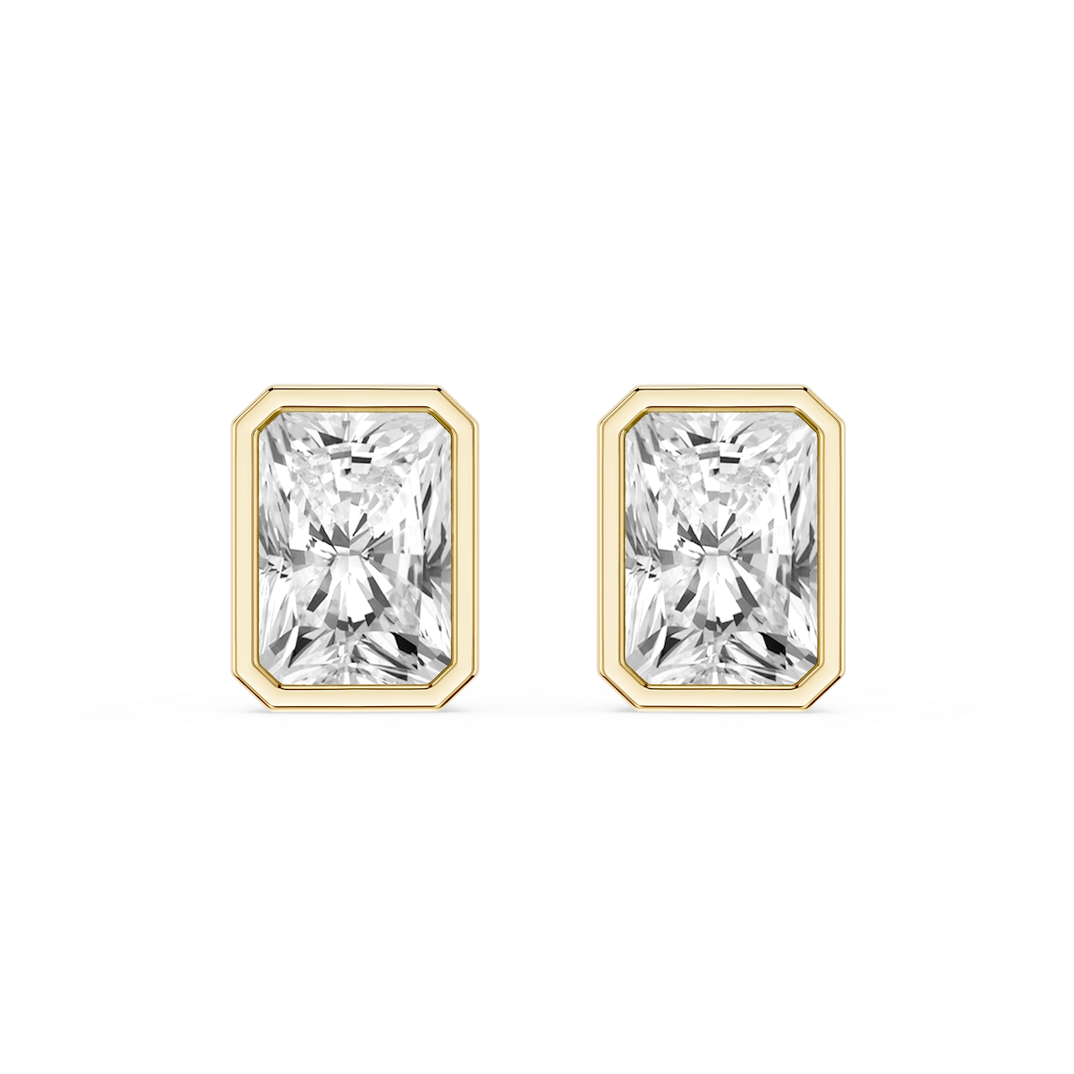 Radiant Lab Grown Diamond Bezel Set Certified Stud Earrings