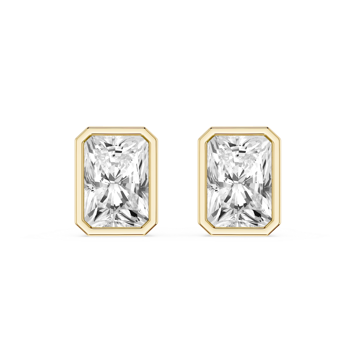 Radiant Lab Grown Diamond Bezel Set Certified Stud Earrings
