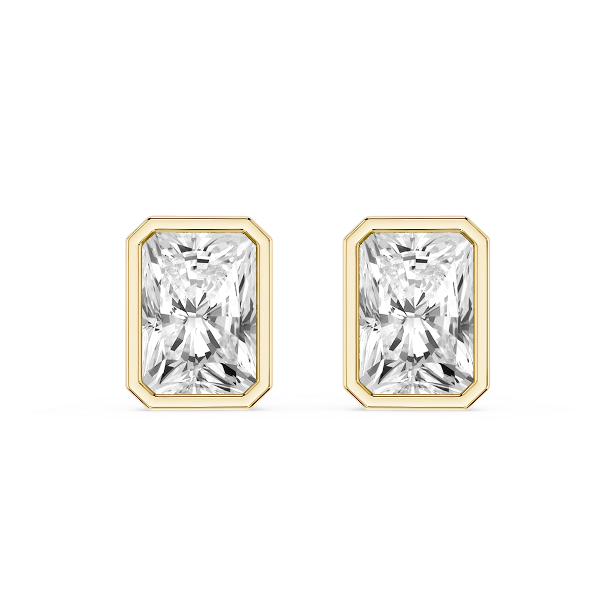 Radiant Lab Grown Diamond Bezel Set Certified Stud Earrings
