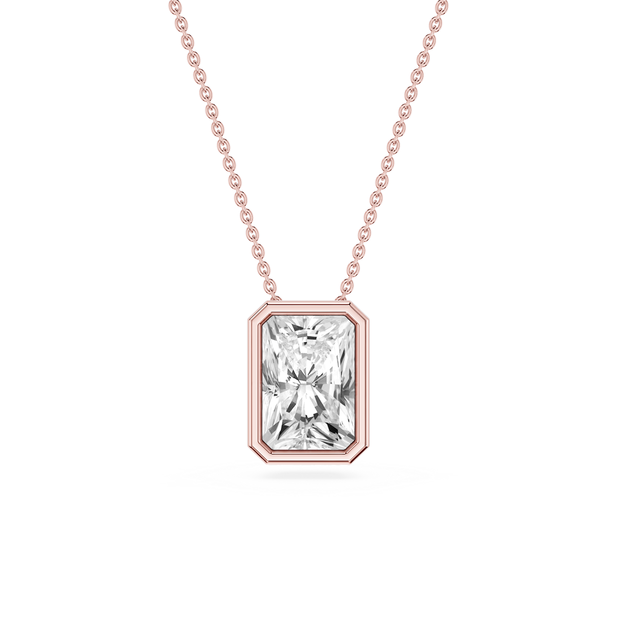 Radiant Lab Grown Diamond Bezel Solitaire Slide Pendant - 16 to 18 Inches