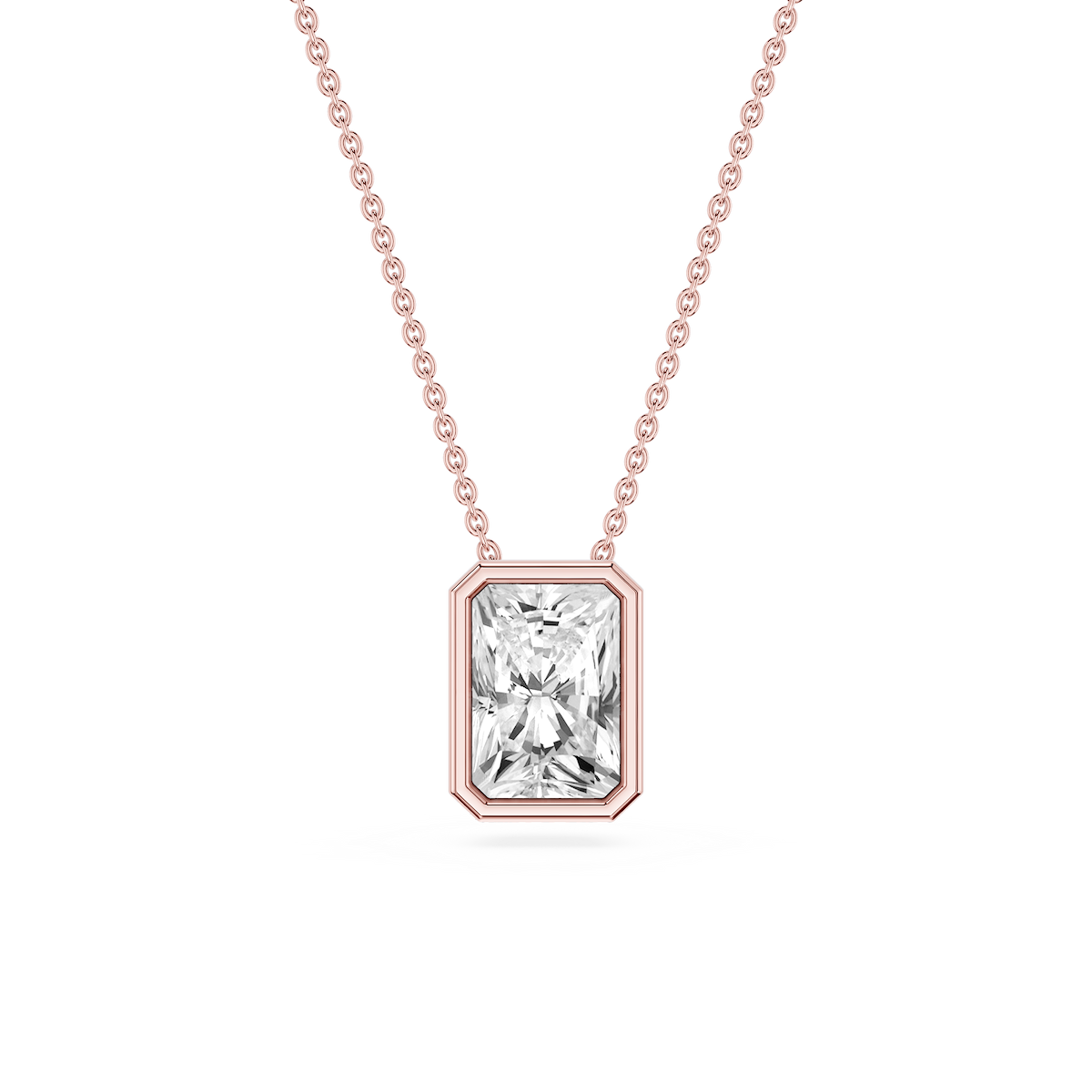 Radiant Lab Grown Diamond Bezel Solitaire Slide Pendant - 16 to 18 Inches