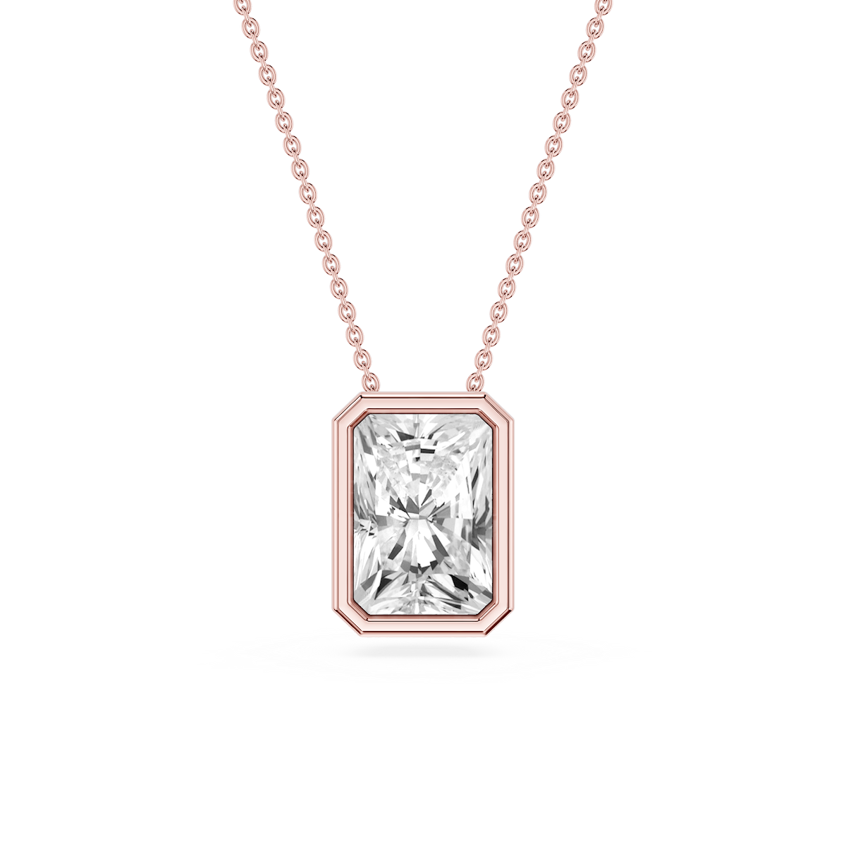 Radiant Lab Grown Diamond Bezel Solitaire Slide Pendant - 16 to 18 Inches
