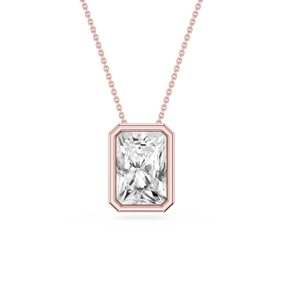 Radiant Lab Grown Diamond Bezel Solitaire Slide Pendant - 16 to 18 Inches