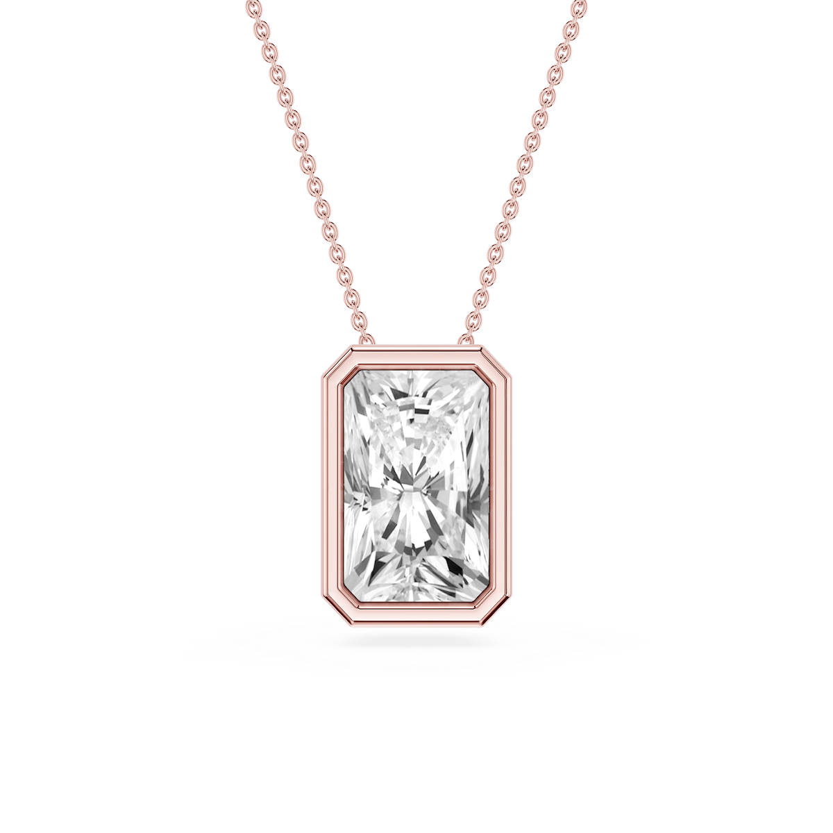 Radiant Lab Grown Diamond Bezel Solitaire Slide Pendant - 16 to 18 Inches