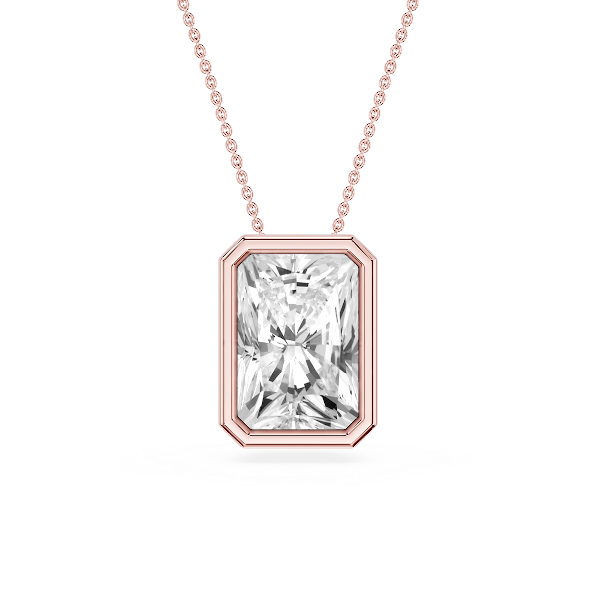 Radiant Lab Grown Diamond Bezel Solitaire Slide Pendant - 16 to 18 Inches