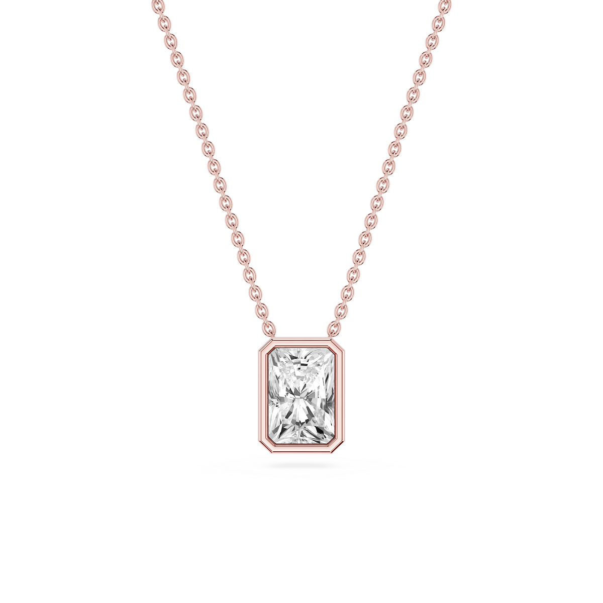 Radiant Lab Grown Diamond Bezel Solitaire Slide Pendant - 16 to 18 Inches