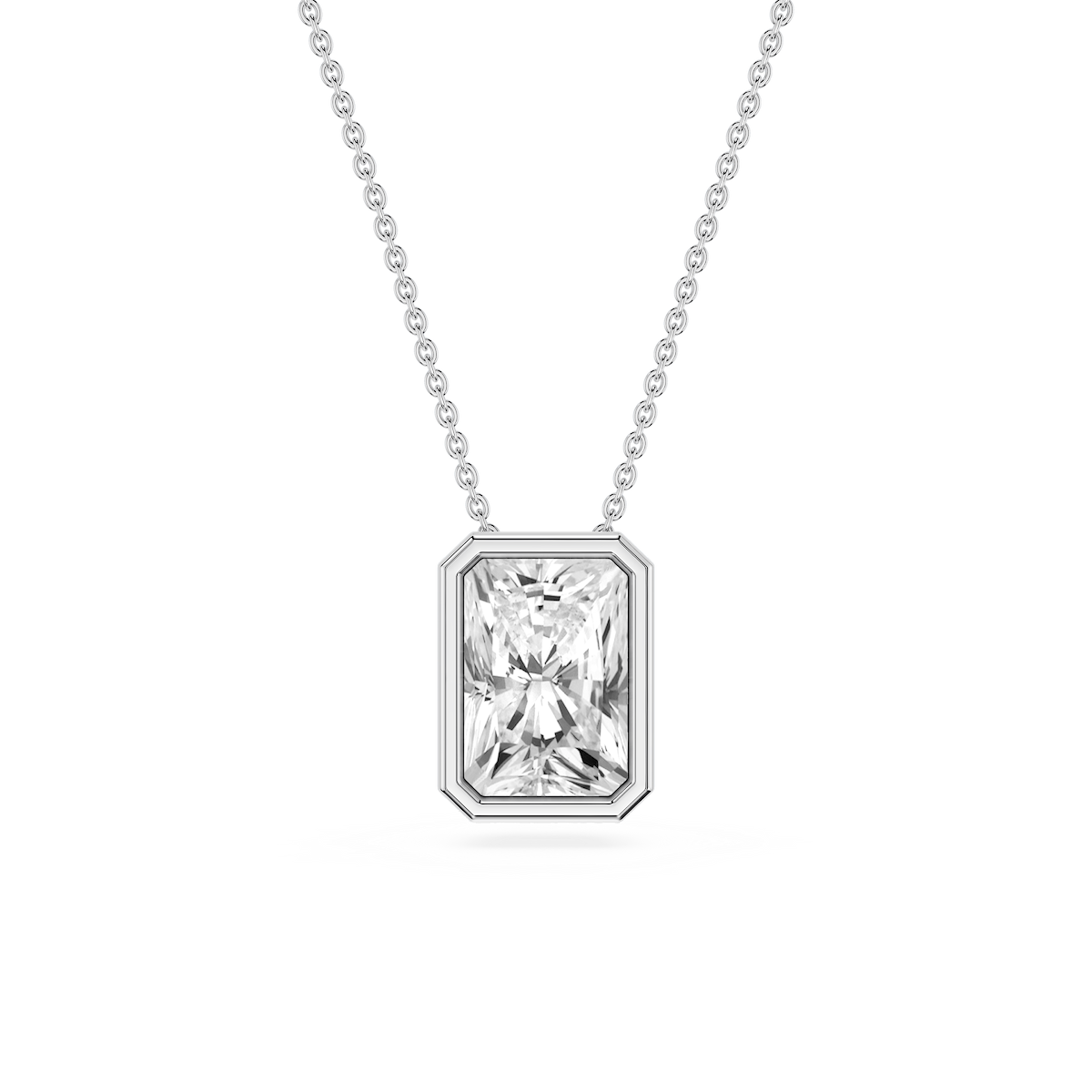 Radiant Lab Grown Diamond Bezel Solitaire Slide Pendant - 16 to 18 Inches