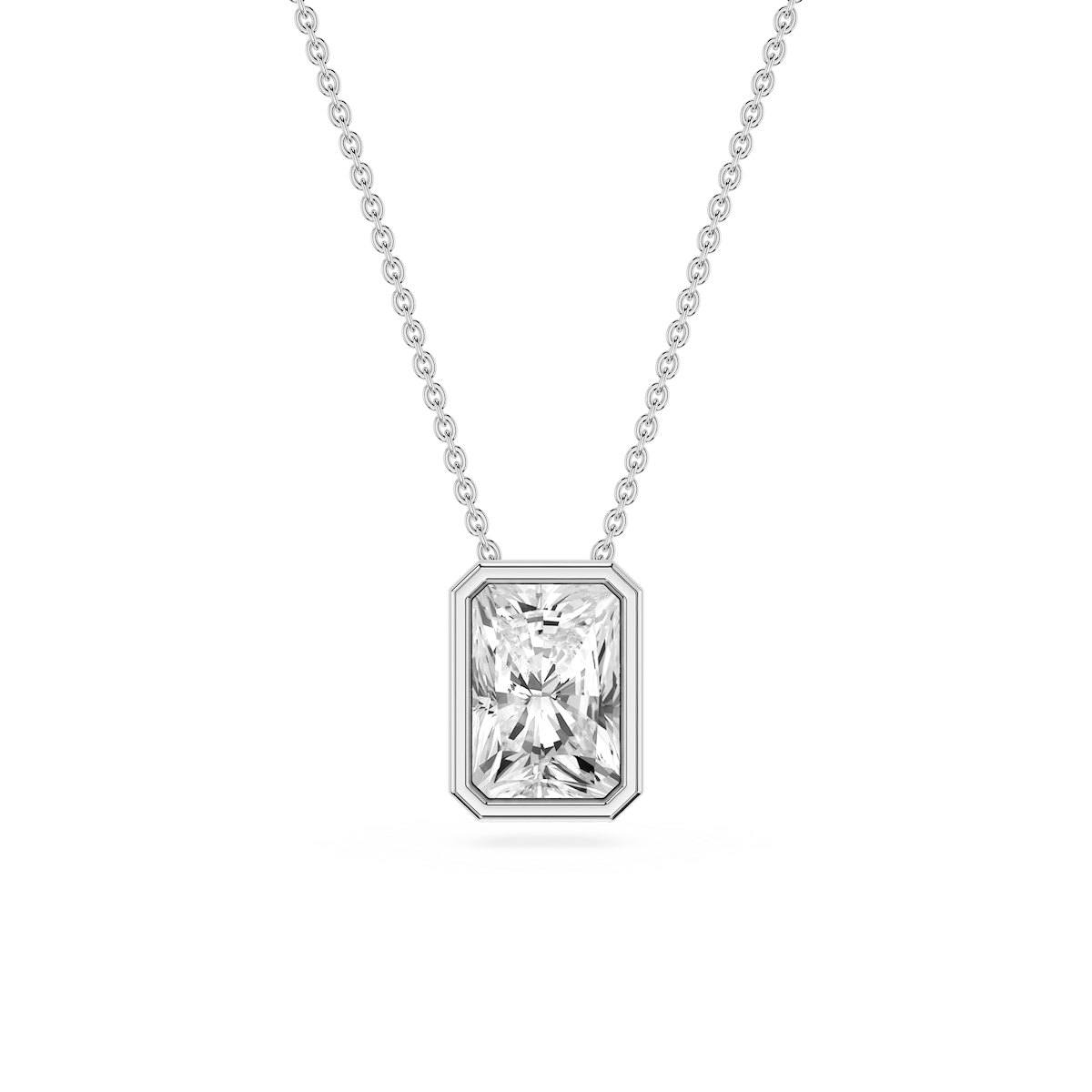 Radiant Lab Grown Diamond Bezel Solitaire Slide Pendant - 16 to 18 Inches